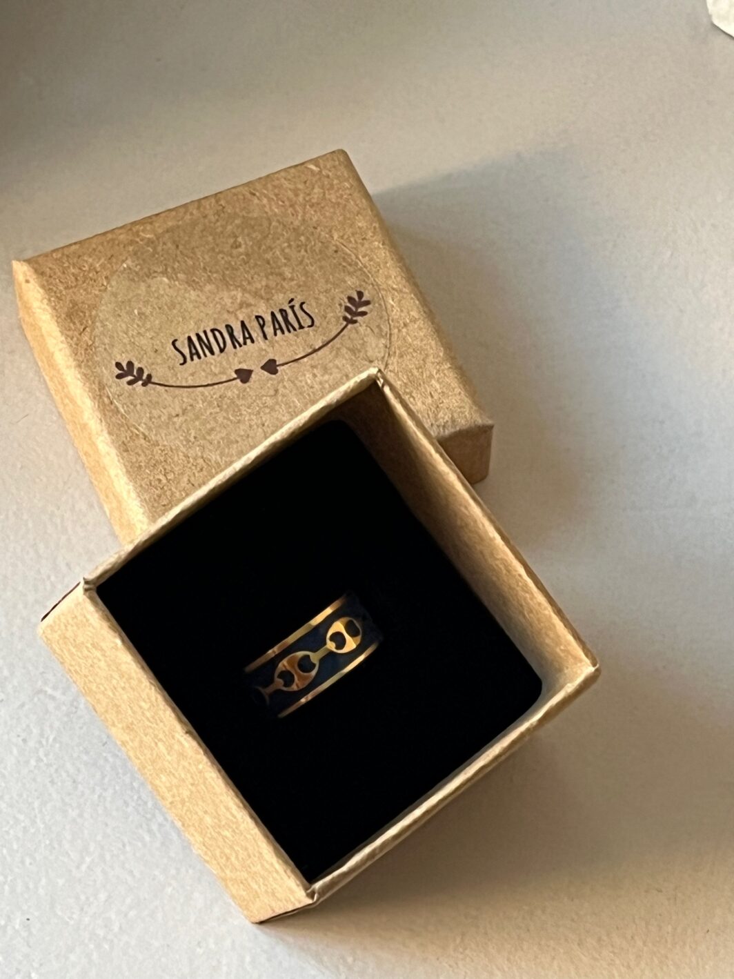 Anillo cadena azul oro - Imagen 5