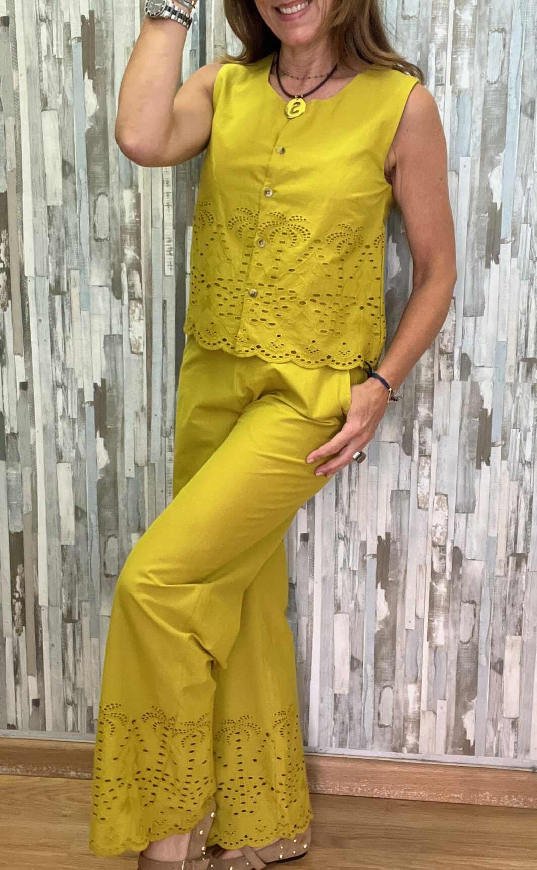 Conjunto palmeras bordadas